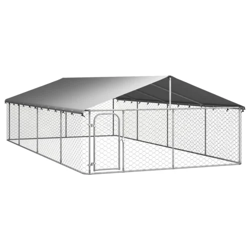 vidaXL Outdoor Dog Kennel with Roof 236.2"x118.1"x59.1"